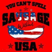 Funny You Can't Spell Sausage Without USA Santa Hat thumb 1