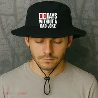 Funny Zero 0 Days Without A Dad Joke Bucket Hat thumb 2