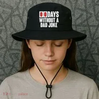 Funny Zero 0 Days Without A Dad Joke Bucket Hat thumb 3