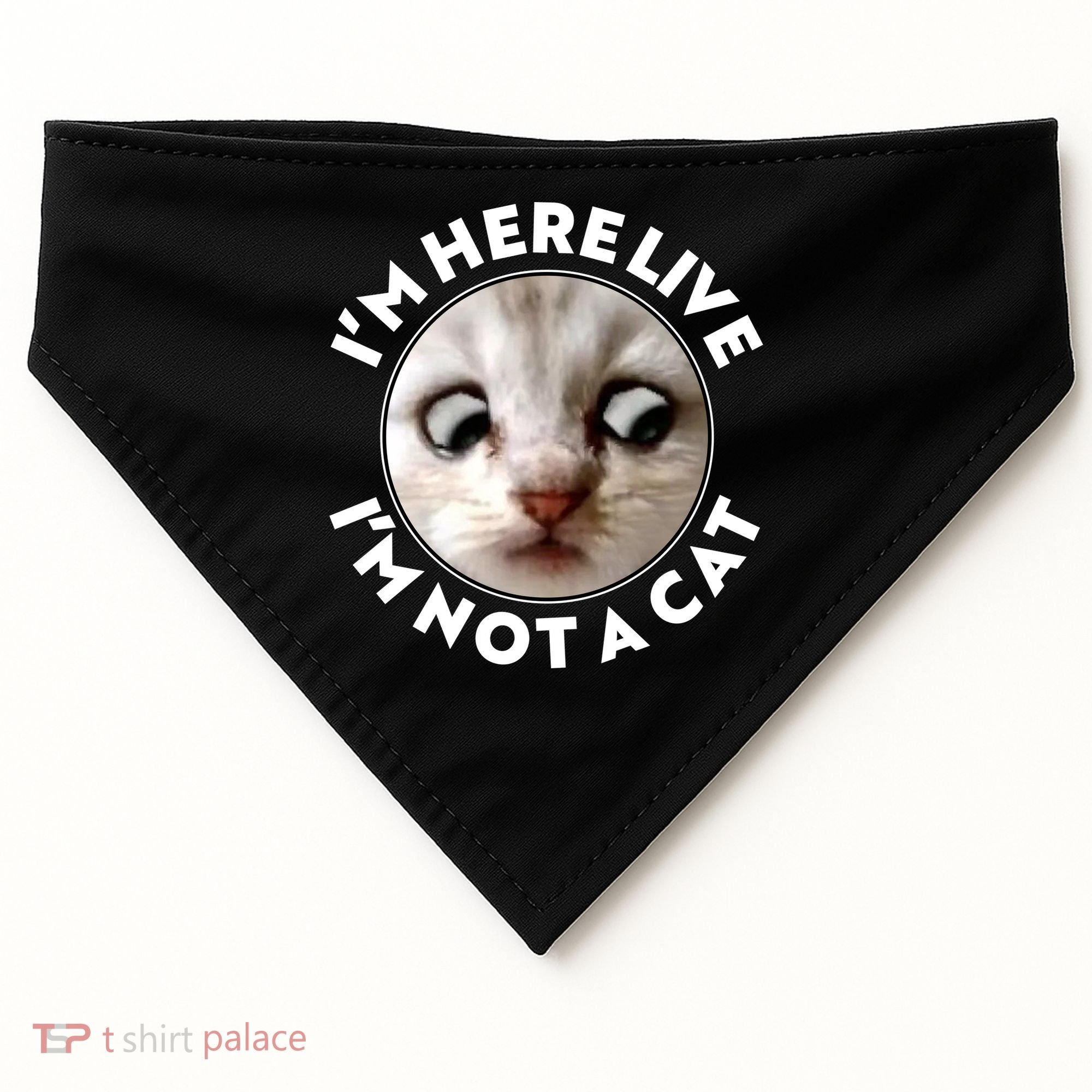 Funny Zoom Lawyer Cat Meme I'm Here Live I'm Not A Cat USA-Made Doggie Bandana