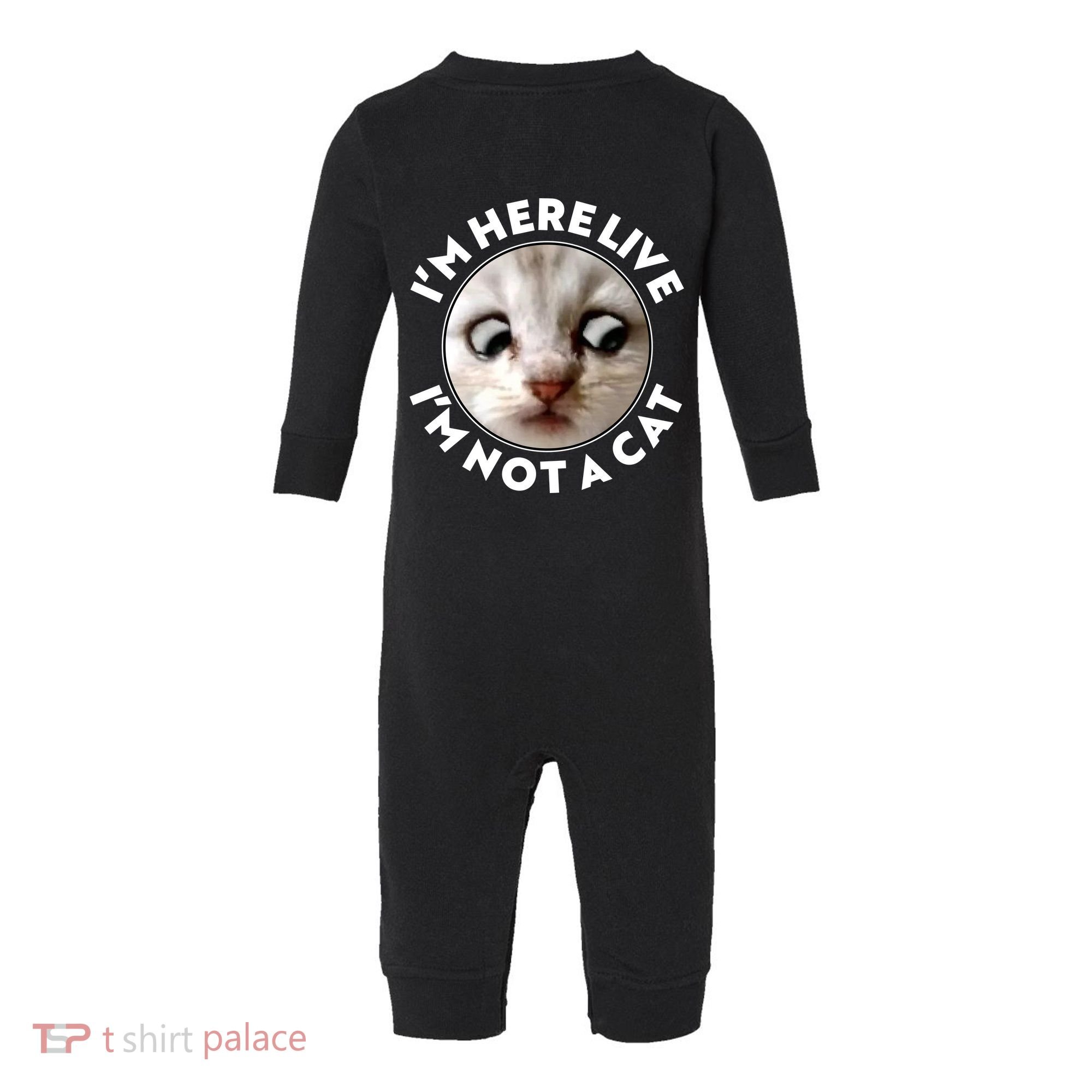 Funny Zoom Lawyer Cat Meme I'm Here Live I'm Not A Cat Infant Fleece One Piece
