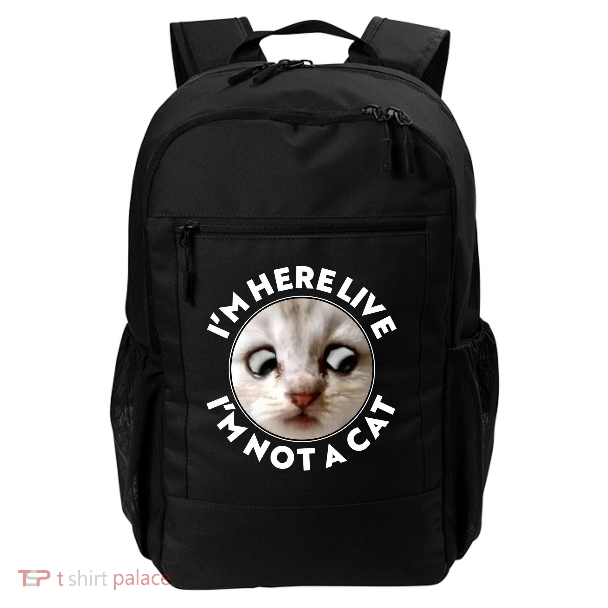 Funny Zoom Lawyer Cat Meme I'm Here Live I'm Not A Cat Backpack