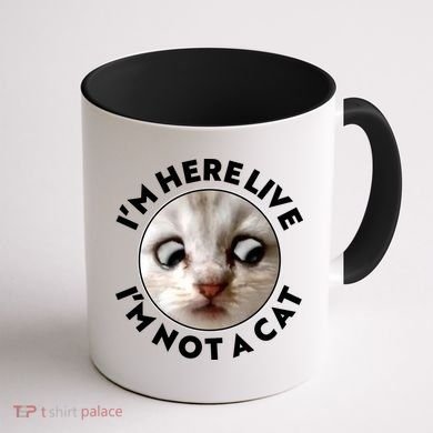 Funny Zoom Lawyer Cat Meme I'm Here Live I'm Not A Cat Coffee Mug back