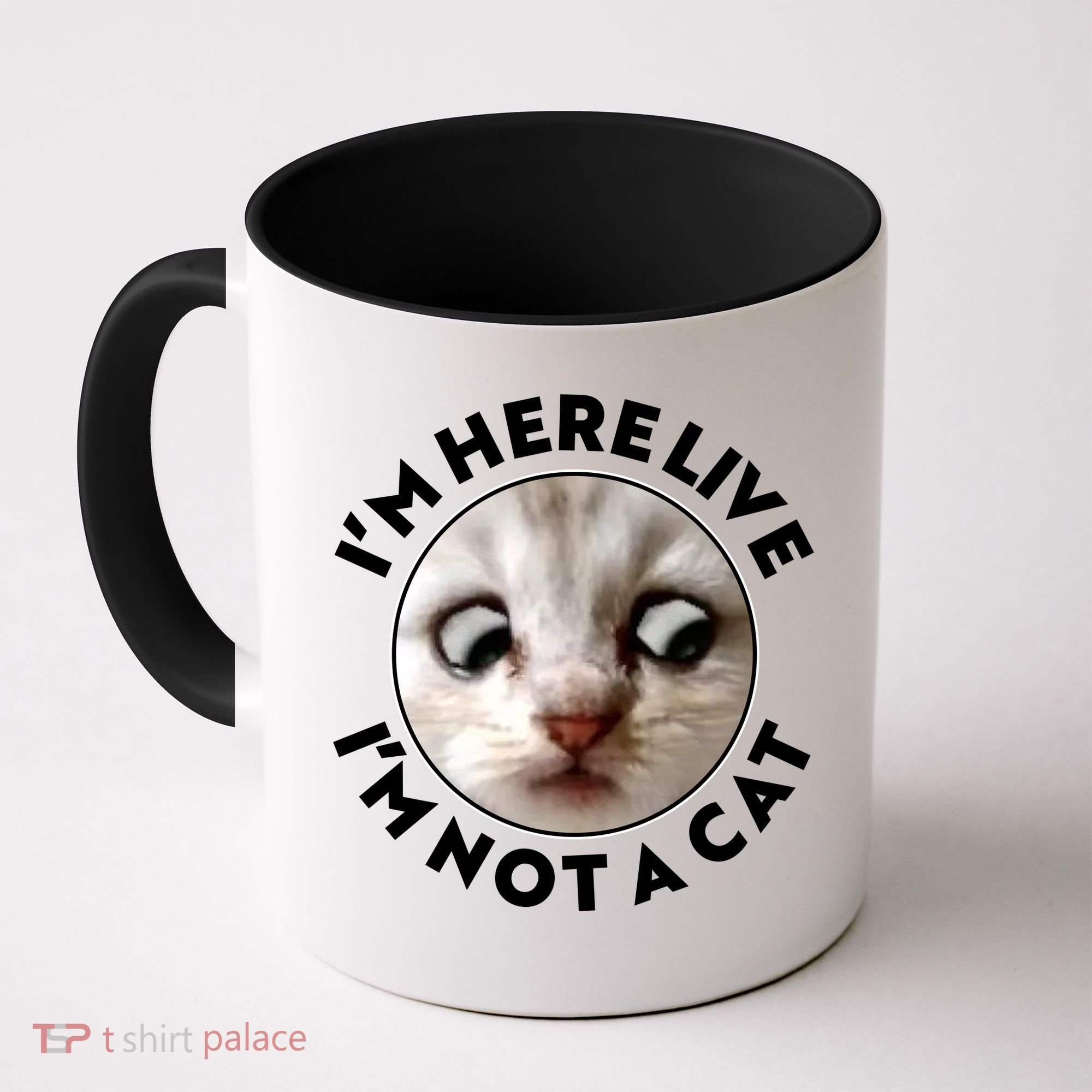 Funny Zoom Lawyer Cat Meme I'm Here Live I'm Not A Cat Coffee Mug