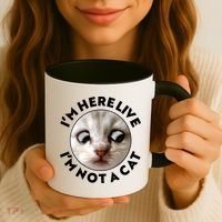 Funny Zoom Lawyer Cat Meme I'm Here Live I'm Not A Cat Coffee Mug thumb 3