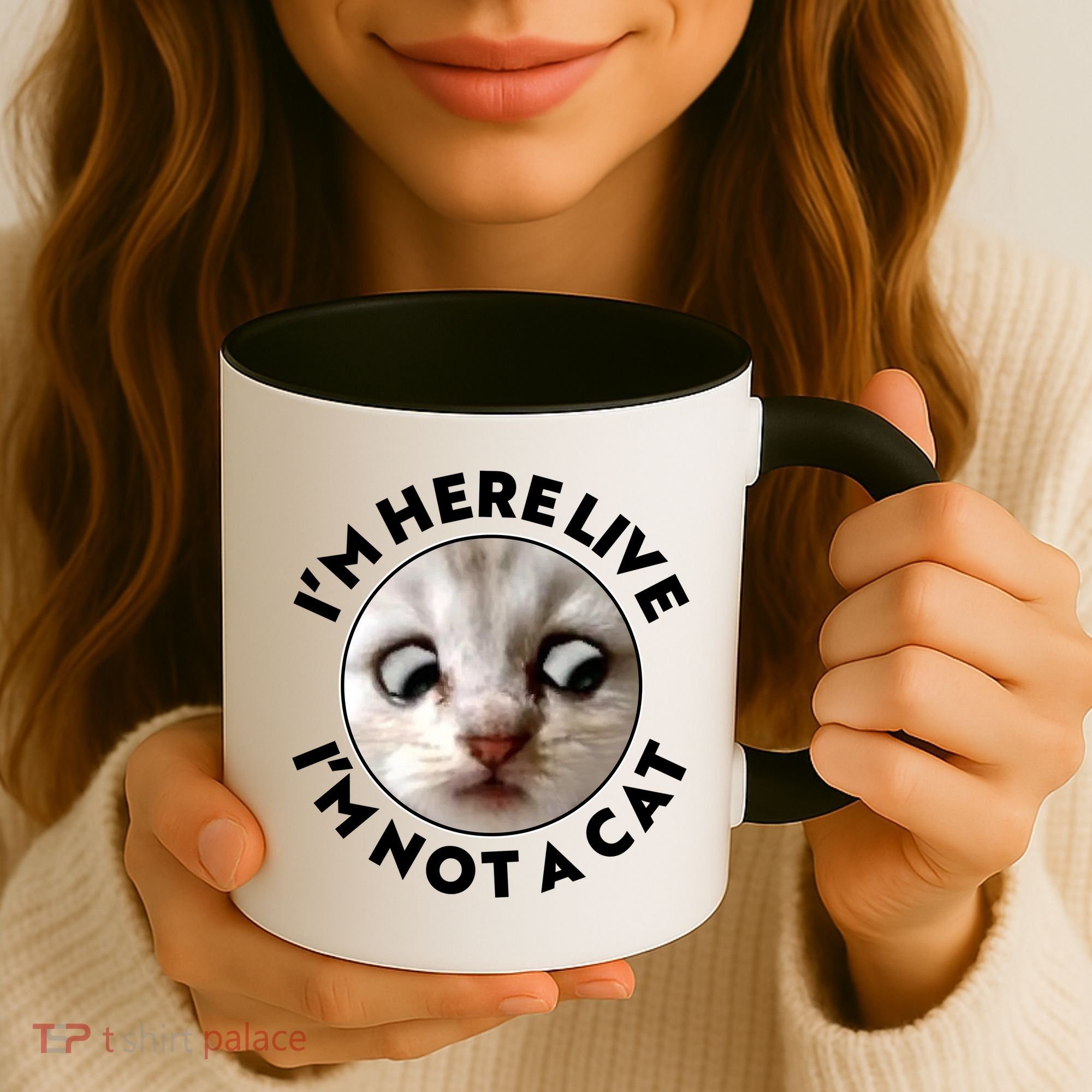 Funny Zoom Lawyer Cat Meme I'm Here Live I'm Not A Cat Coffee Mug