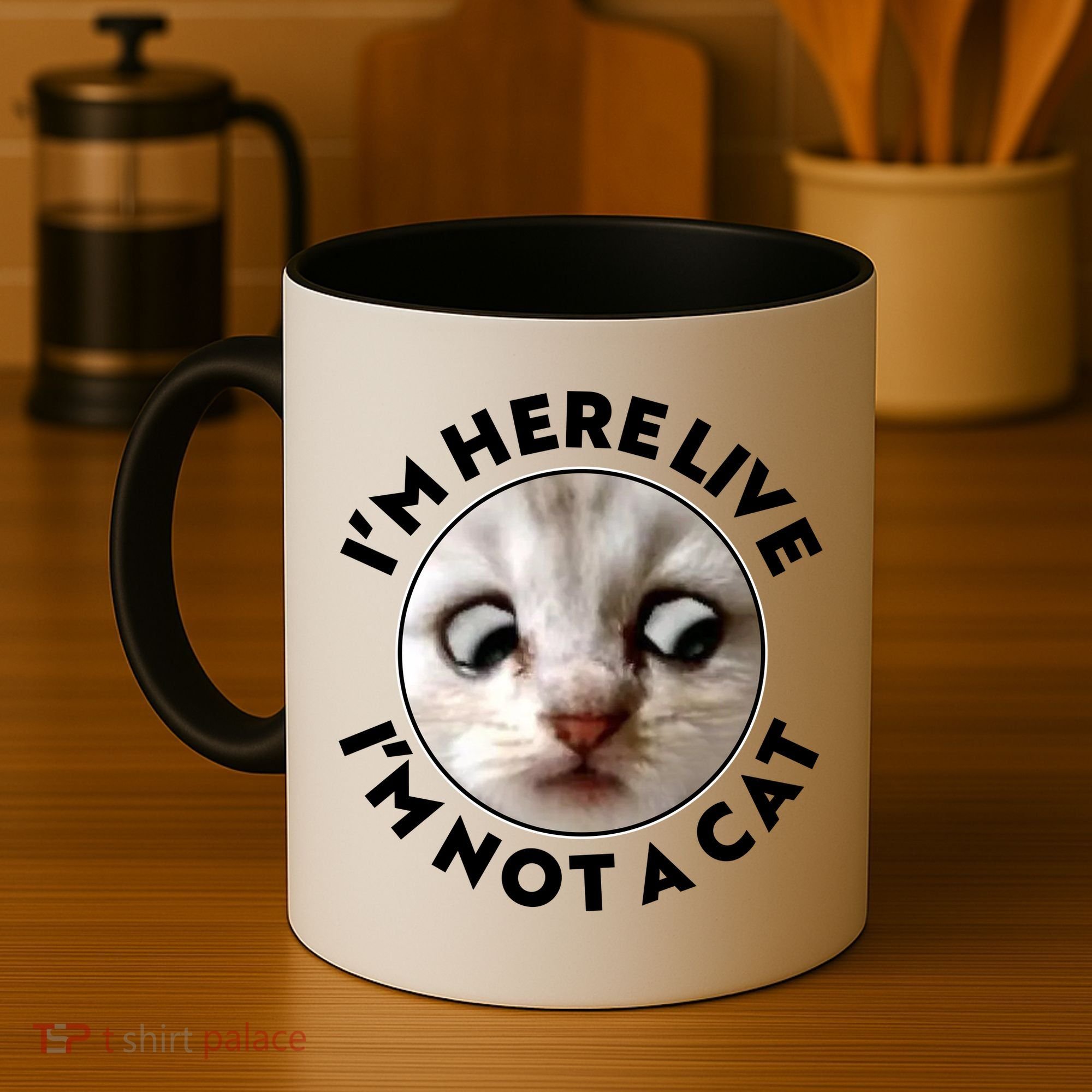 Funny Zoom Lawyer Cat Meme I'm Here Live I'm Not A Cat Coffee Mug