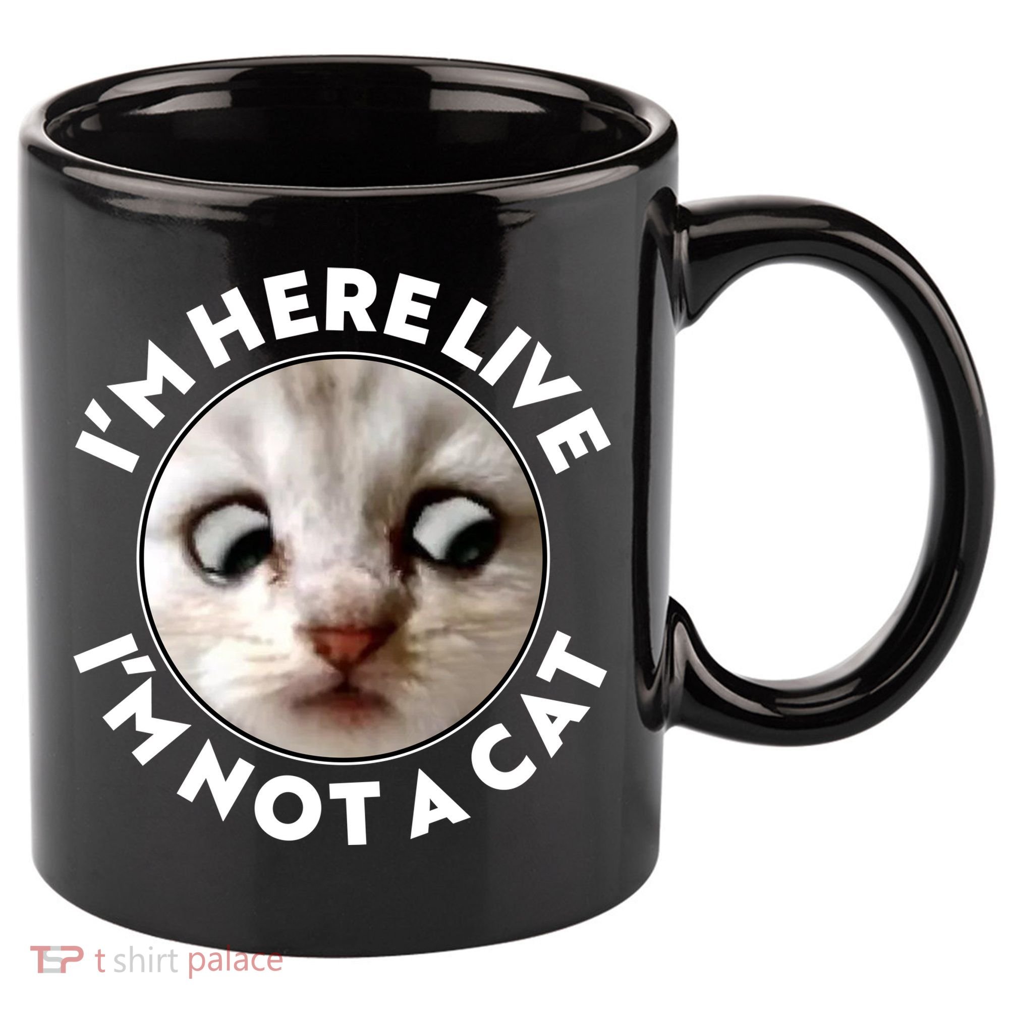 Funny Zoom Lawyer Cat Meme I'm Here Live I'm Not A Cat 11oz C Handle Ceramic Mug