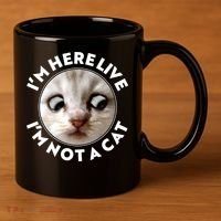Funny Zoom Lawyer Cat Meme I'm Here Live I'm Not A Cat 11oz C Handle Ceramic Mug thumb 3