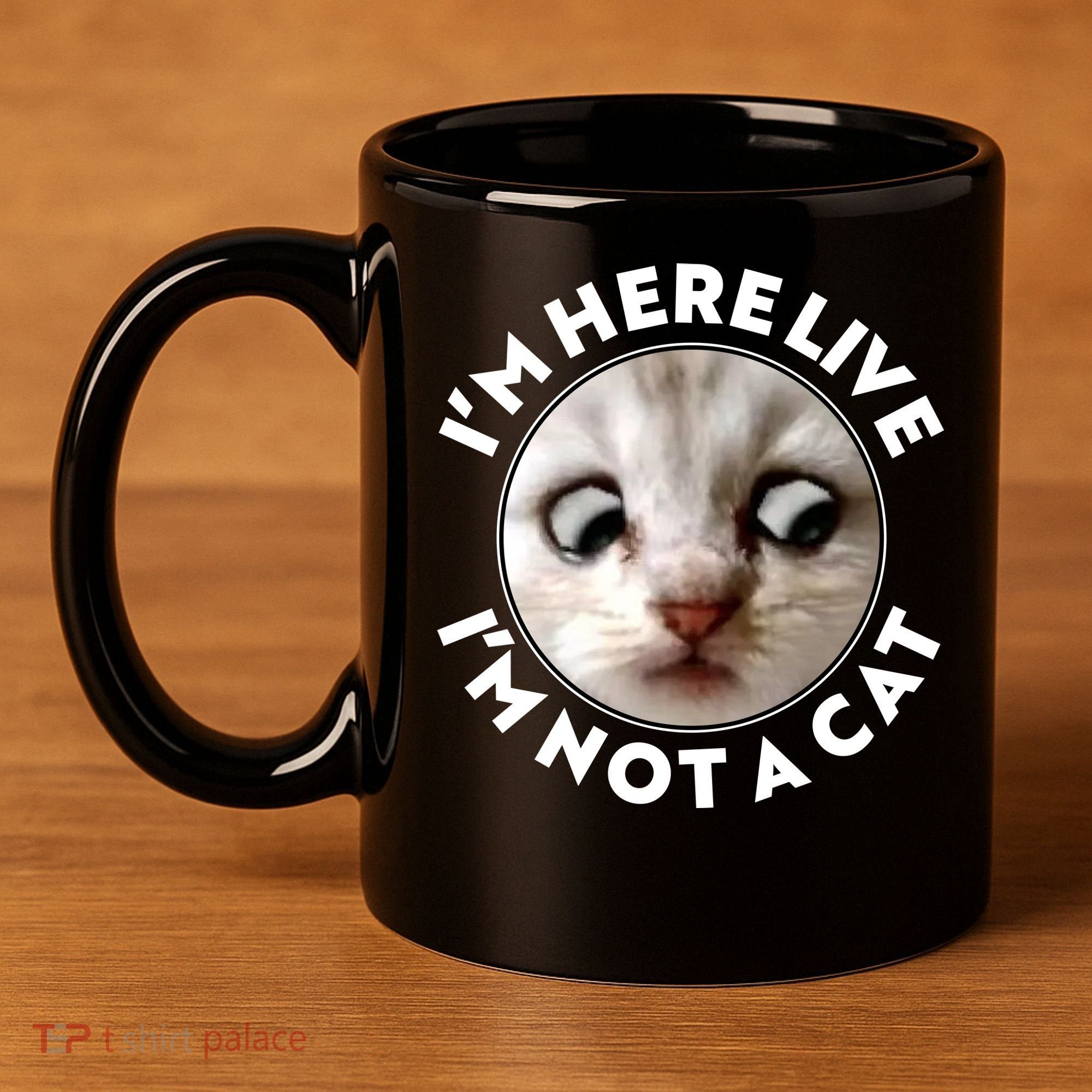 Funny Zoom Lawyer Cat Meme I'm Here Live I'm Not A Cat 11oz C Handle Ceramic Mug