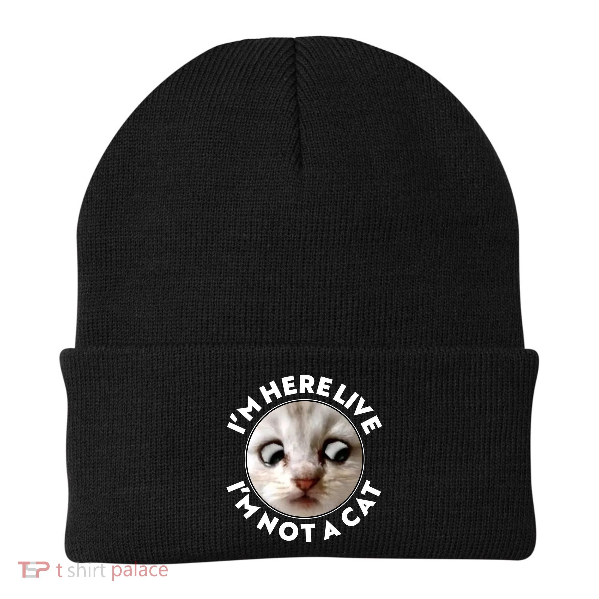 Funny Zoom Lawyer Cat Meme I'm Here Live I'm Not A Cat Beanie