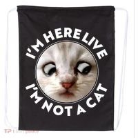 Funny Zoom Lawyer Cat Meme I'm Here Live I'm Not A Cat Drawstring Bag thumb 0