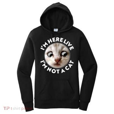 Funny Zoom Lawyer Cat Meme I'm Here Live I'm Not A Cat Women's Hoodie