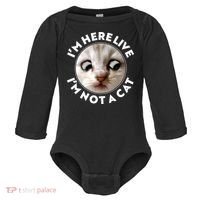 Funny Zoom Lawyer Cat Meme I'm Here Live I'm Not A Cat Baby Long Sleeve Bodysuit thumb 0