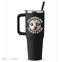 Funny Zoom Lawyer Cat Meme I'm Here Live I'm Not A Cat 40oz Vacuum Insulated Stainless Steel Travel Tumbler thumb 2