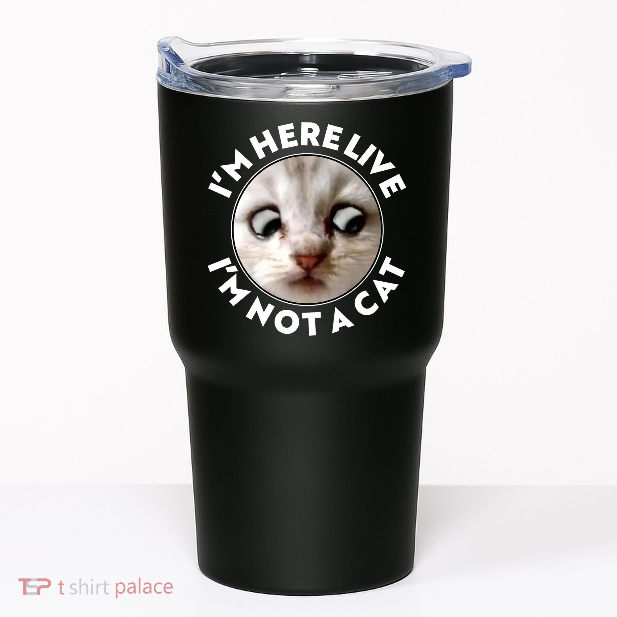Funny Zoom Lawyer Cat Meme I'm Here Live I'm Not A Cat Tumbler