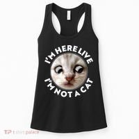 Funny Zoom Lawyer Cat Meme I'm Here Live I'm Not A Cat Women's Tank Top thumb 0