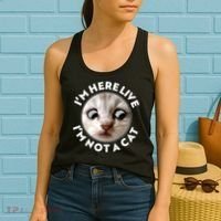 Funny Zoom Lawyer Cat Meme I'm Here Live I'm Not A Cat Women's Tank Top thumb 2