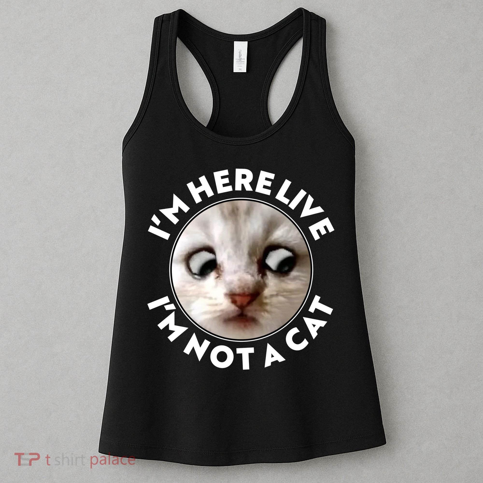 Funny Zoom Lawyer Cat Meme I'm Here Live I'm Not A Cat Women's Tank Top