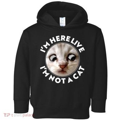 Funny Zoom Lawyer Cat Meme I'm Here Live I'm Not A Cat Toddler Hoodie
