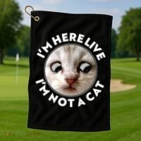 Funny Zoom Lawyer Cat Meme I'm Here Live I'm Not A Cat Golf Towel thumb 1