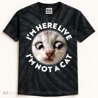 Funny Zoom Lawyer Cat Meme I'm Here Live I'm Not A Cat Kids Tie-Dye T-Shirt thumb 0