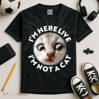 Funny Zoom Lawyer Cat Meme I'm Here Live I'm Not A Cat Kids Tie-Dye T-Shirt thumb 2