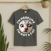 Funny Zoom Lawyer Cat Meme I'm Here Live I'm Not A Cat T-Shirt thumb 2