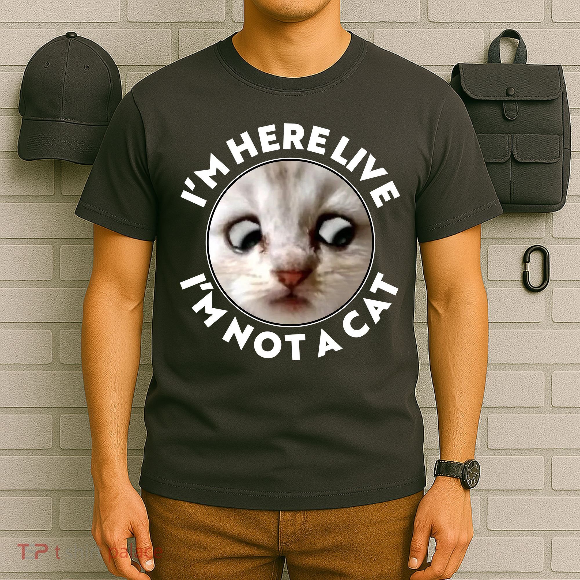 Funny Zoom Lawyer Cat Meme I'm Here Live I'm Not A Cat T-Shirt