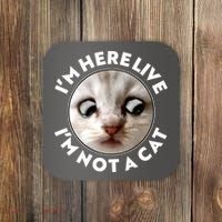 Funny Zoom Lawyer Cat Meme I'm Here Live I'm Not A Cat Coaster thumb 0