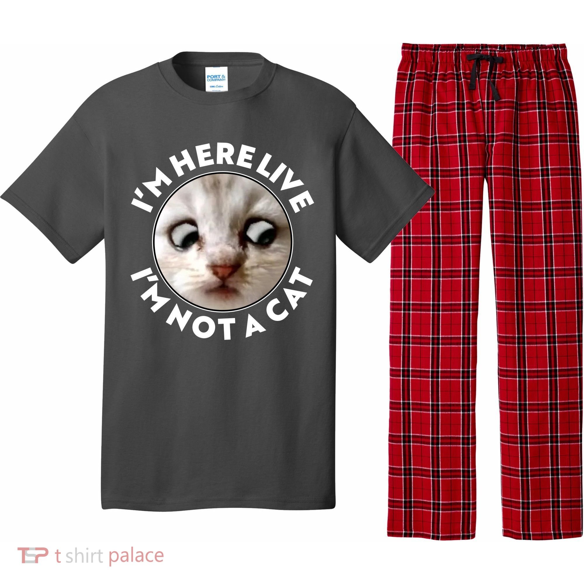 Funny Zoom Lawyer Cat Meme I'm Here Live I'm Not A Cat Pajama Set