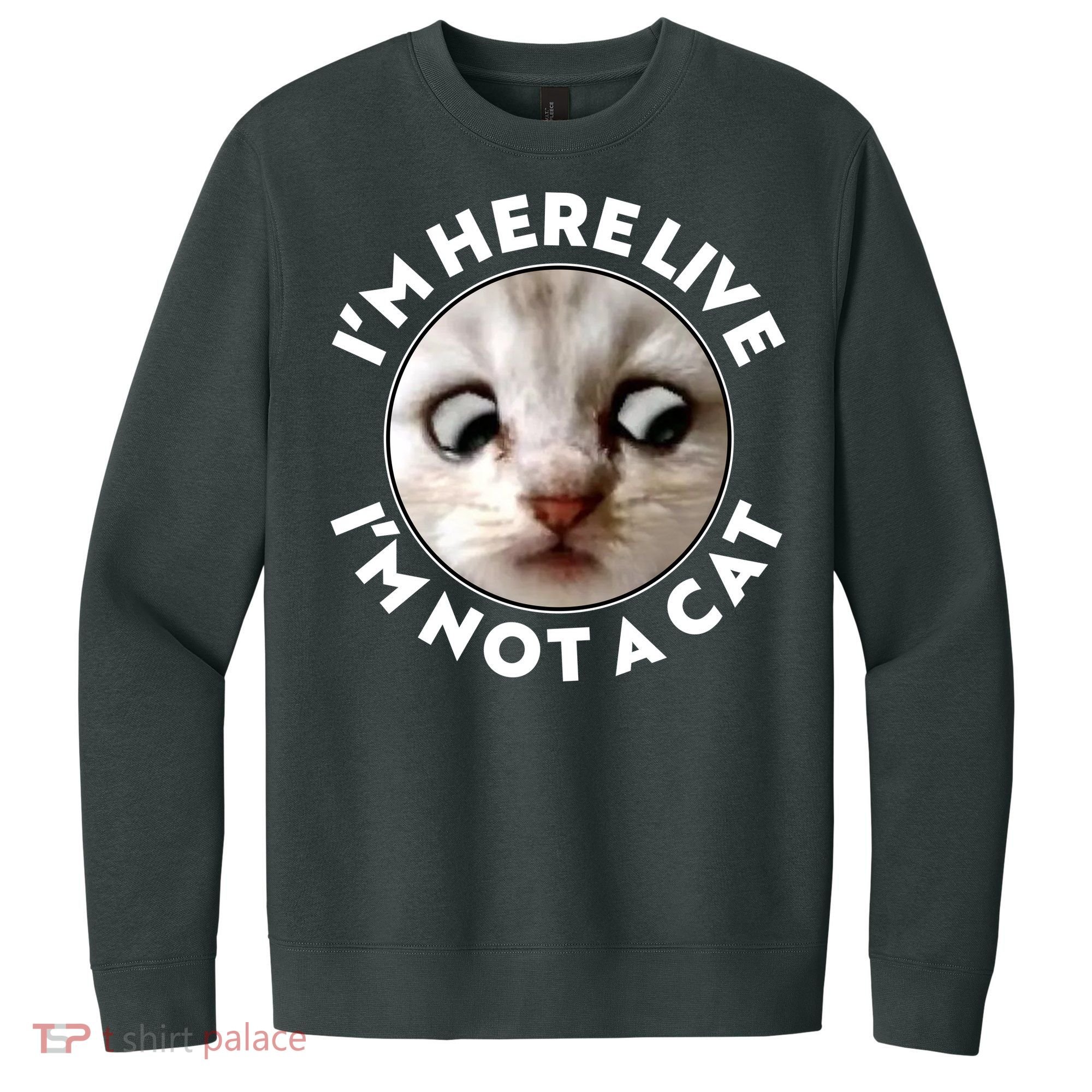 Funny Zoom Lawyer Cat Meme I'm Here Live I'm Not A Cat V.I.T. Fleece Crew Sweatshirt