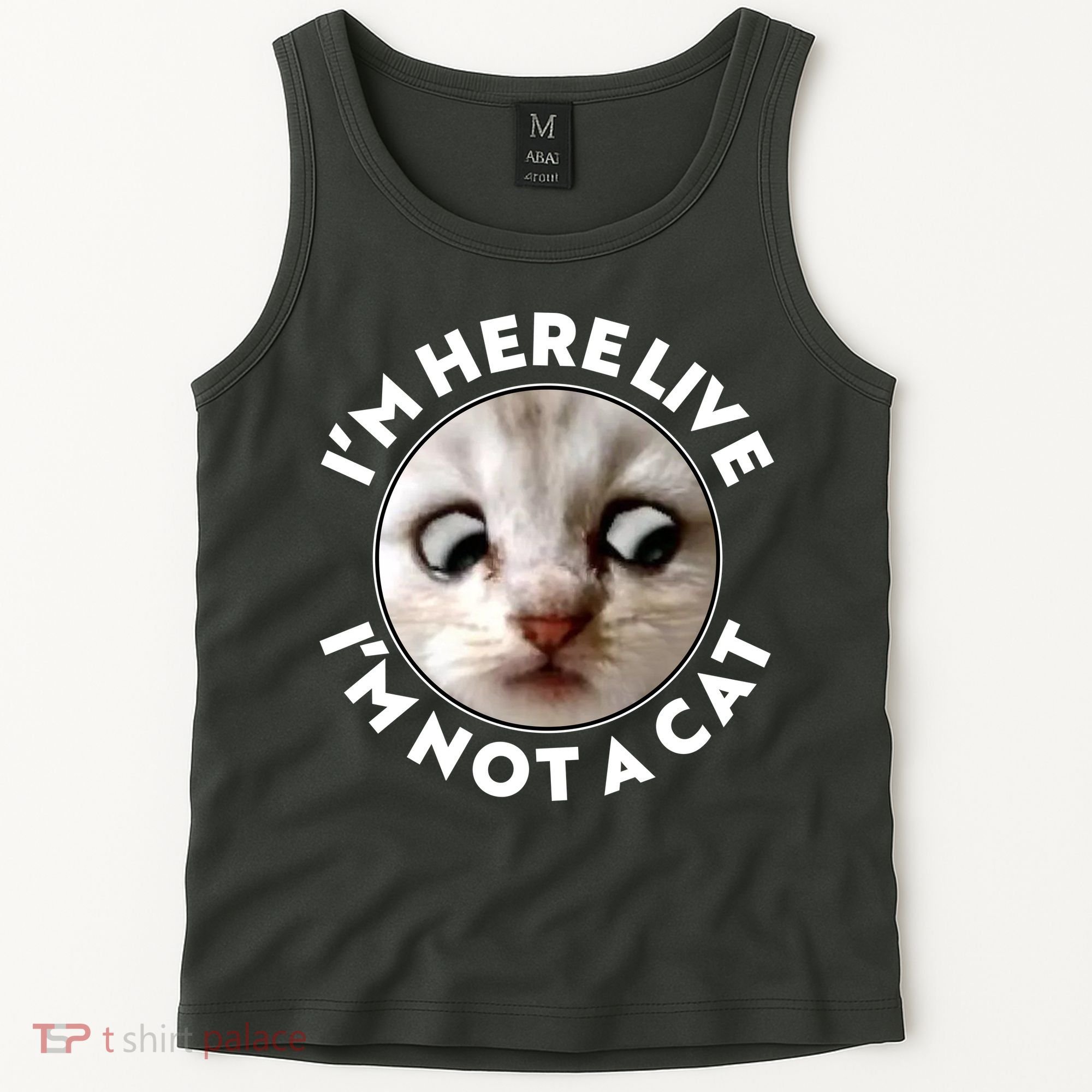 Funny Zoom Lawyer Cat Meme I'm Here Live I'm Not A Cat Tank Top