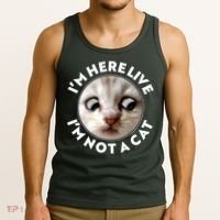 Funny Zoom Lawyer Cat Meme I'm Here Live I'm Not A Cat Tank Top thumb 3
