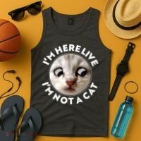 Funny Zoom Lawyer Cat Meme I'm Here Live I'm Not A Cat Tank Top thumb 4