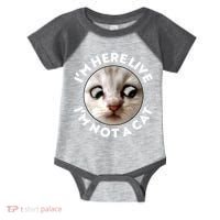 Funny Zoom Lawyer Cat Meme I'm Here Live I'm Not A Cat Infant Baby Jersey Bodysuit thumb 0