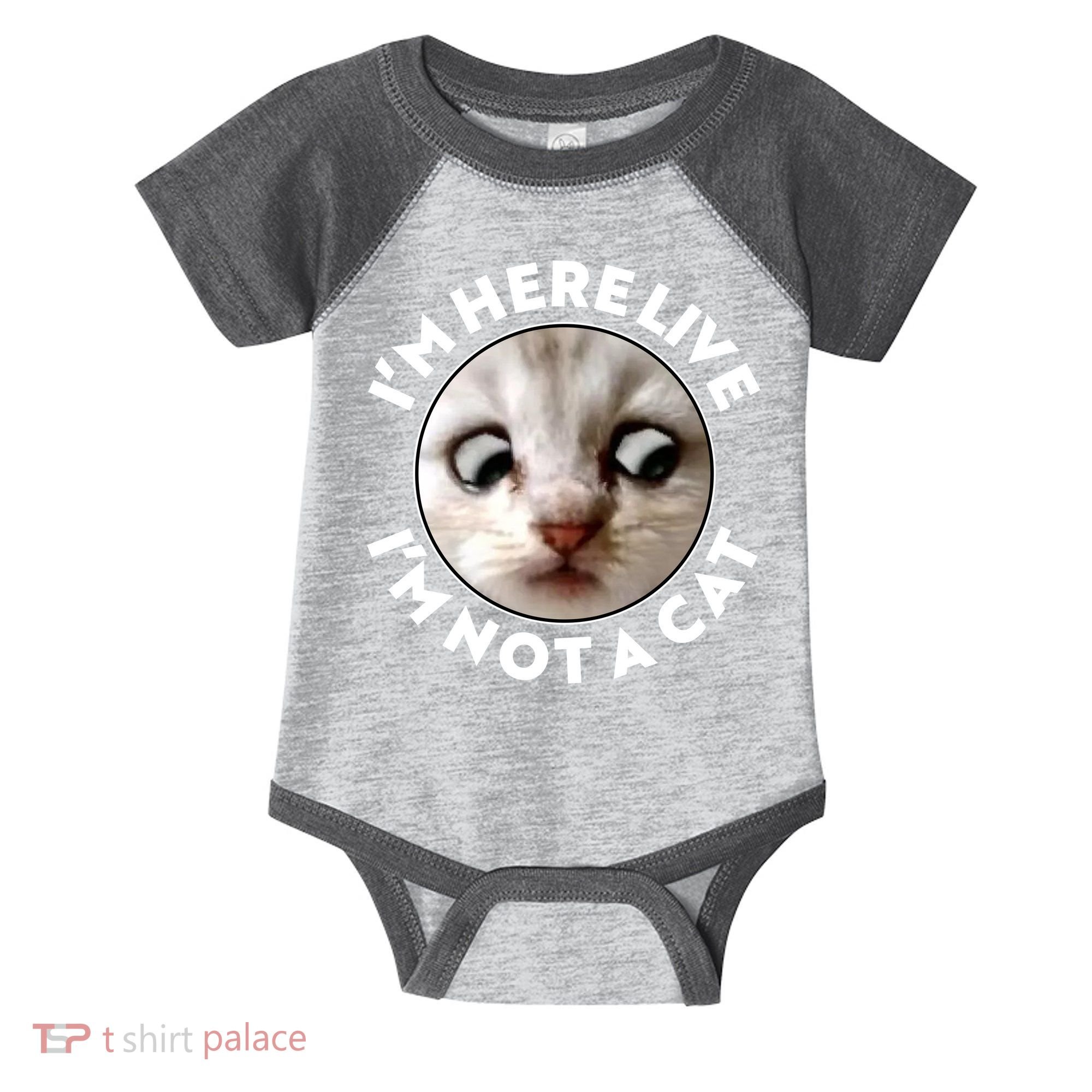 Funny Zoom Lawyer Cat Meme I'm Here Live I'm Not A Cat Infant Baby Jersey Bodysuit