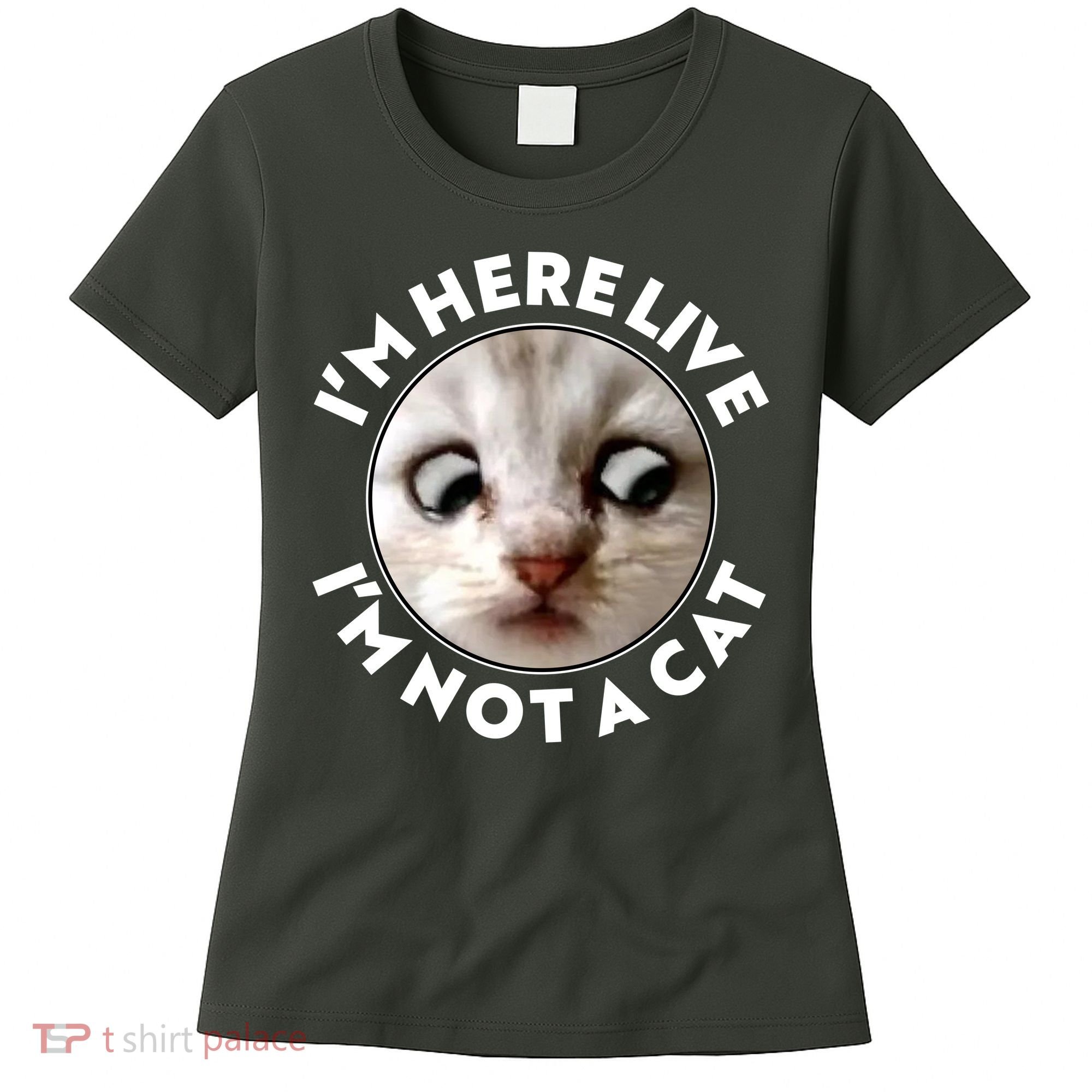 Funny Zoom Lawyer Cat Meme I'm Here Live I'm Not A Cat Women's T-Shirt