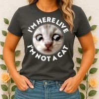 Funny Zoom Lawyer Cat Meme I'm Here Live I'm Not A Cat Women's T-Shirt thumb 2