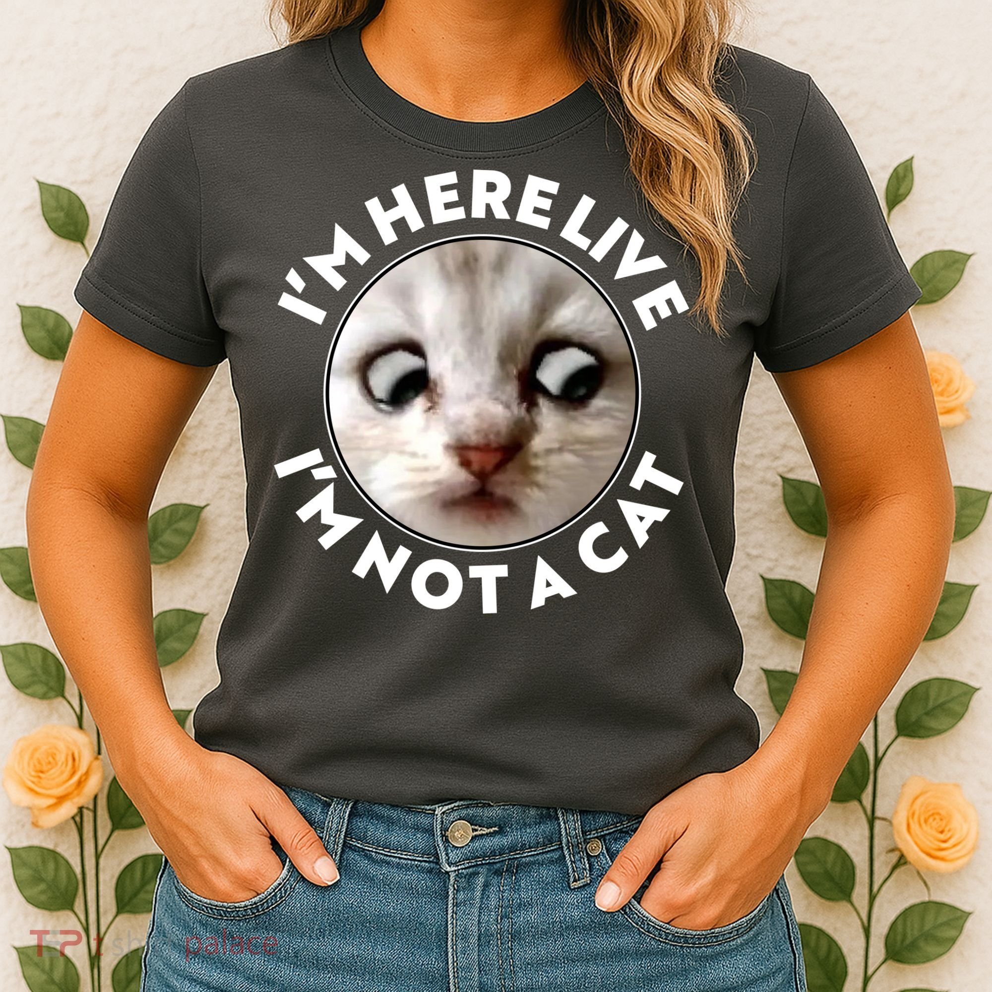 Funny Zoom Lawyer Cat Meme I'm Here Live I'm Not A Cat Women's T-Shirt