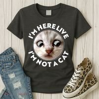Funny Zoom Lawyer Cat Meme I'm Here Live I'm Not A Cat Women's T-Shirt thumb 3