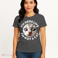 Funny Zoom Lawyer Cat Meme I'm Here Live I'm Not A Cat Women's T-Shirt thumb 4