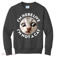 Funny Zoom Lawyer Cat Meme I'm Here Live I'm Not A Cat Kids Sweatshirt thumb 0