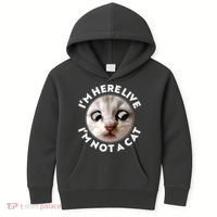 Funny Zoom Lawyer Cat Meme I'm Here Live I'm Not A Cat Kids Hoodie thumb 0
