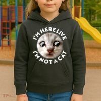 Funny Zoom Lawyer Cat Meme I'm Here Live I'm Not A Cat Kids Hoodie thumb 3