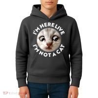 Funny Zoom Lawyer Cat Meme I'm Here Live I'm Not A Cat Kids Hoodie thumb 4