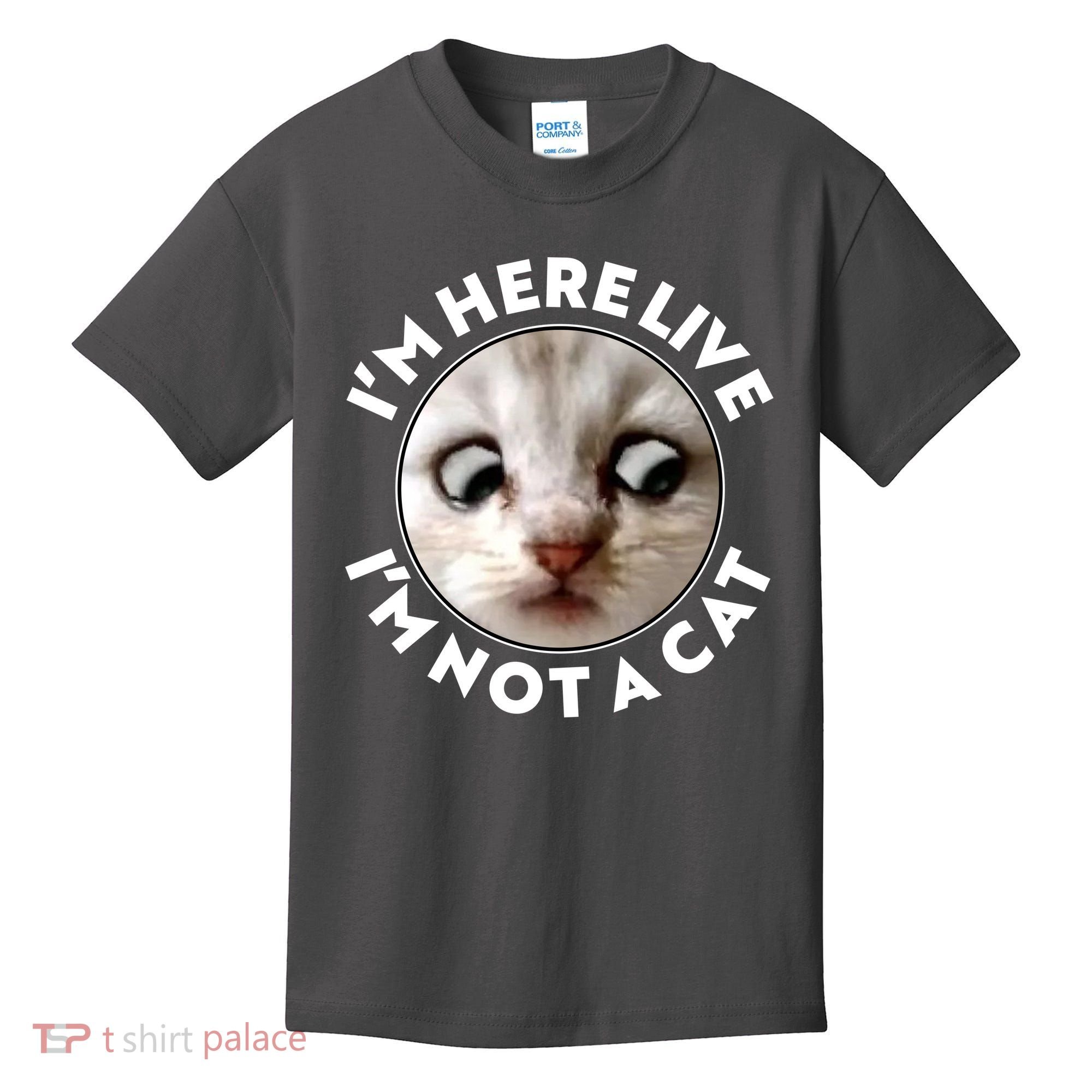 Funny Zoom Lawyer Cat Meme I'm Here Live I'm Not A Cat Kids T-Shirt