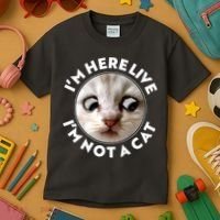 Funny Zoom Lawyer Cat Meme I'm Here Live I'm Not A Cat Kids T-Shirt thumb 3