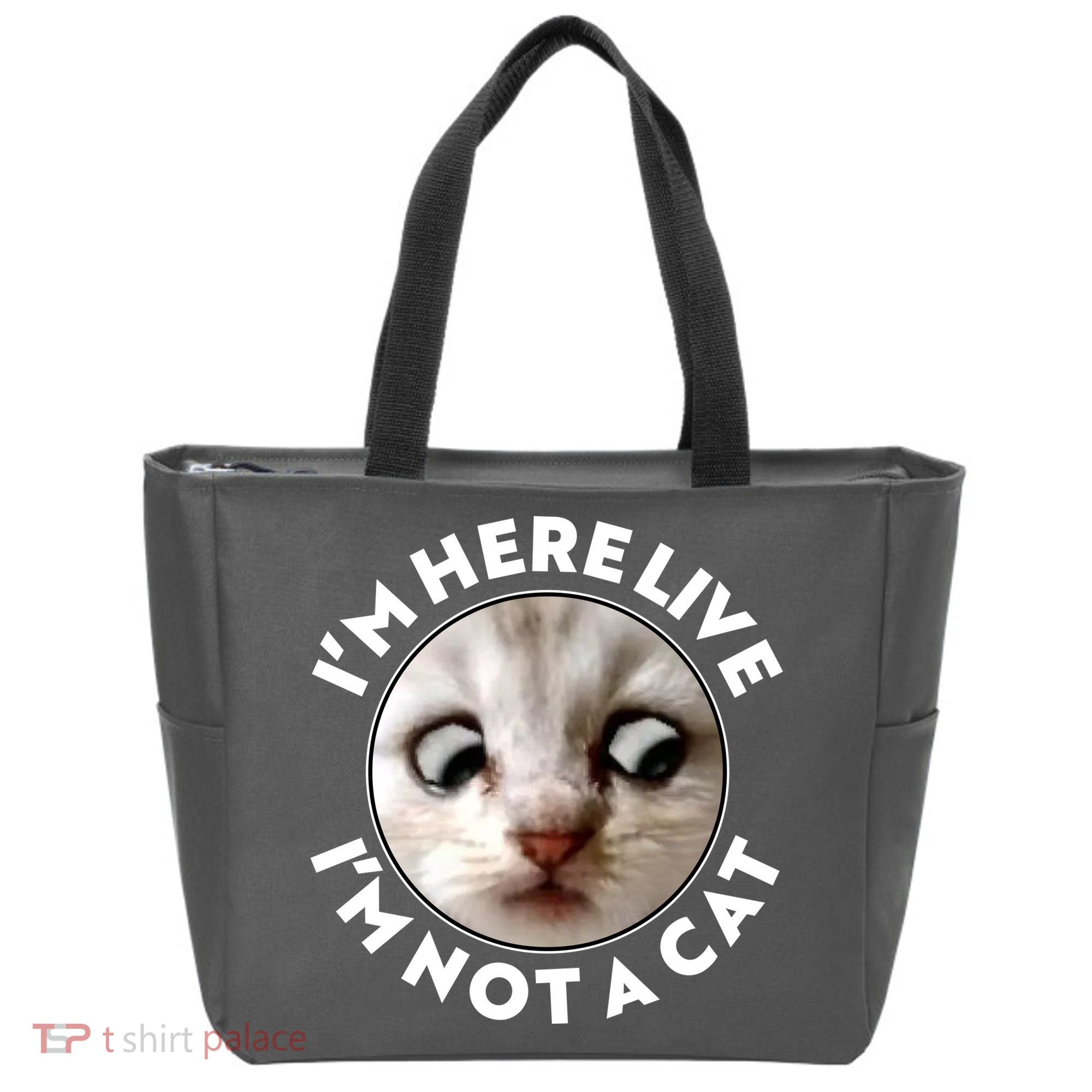 Funny Zoom Lawyer Cat Meme I'm Here Live I'm Not A Cat Tote Bag