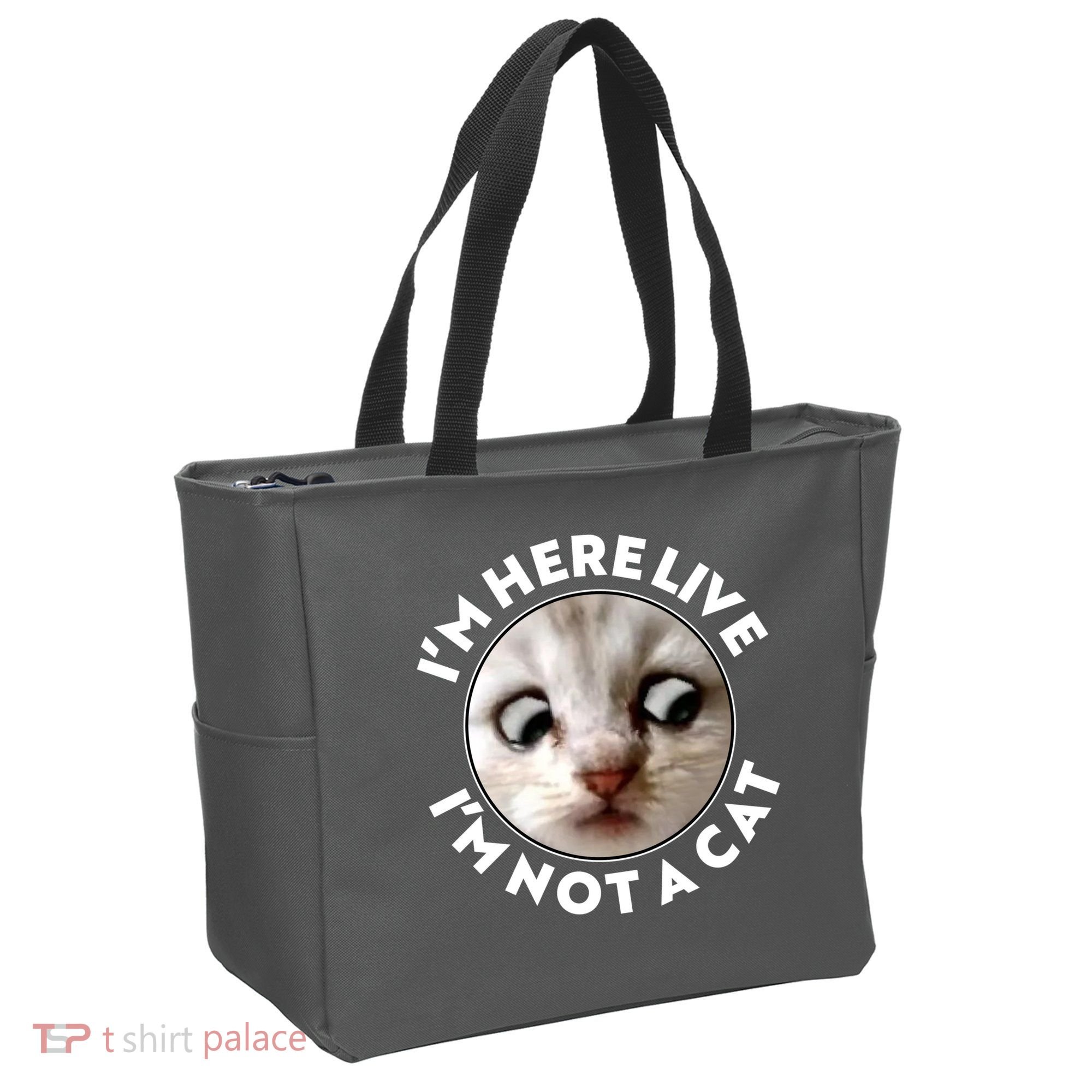 Funny Zoom Lawyer Cat Meme I'm Here Live I'm Not A Cat Tote Bag